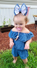 Cargar imagen en el visor de la galería, Denim Rainbows Double Stacked Bows & singles