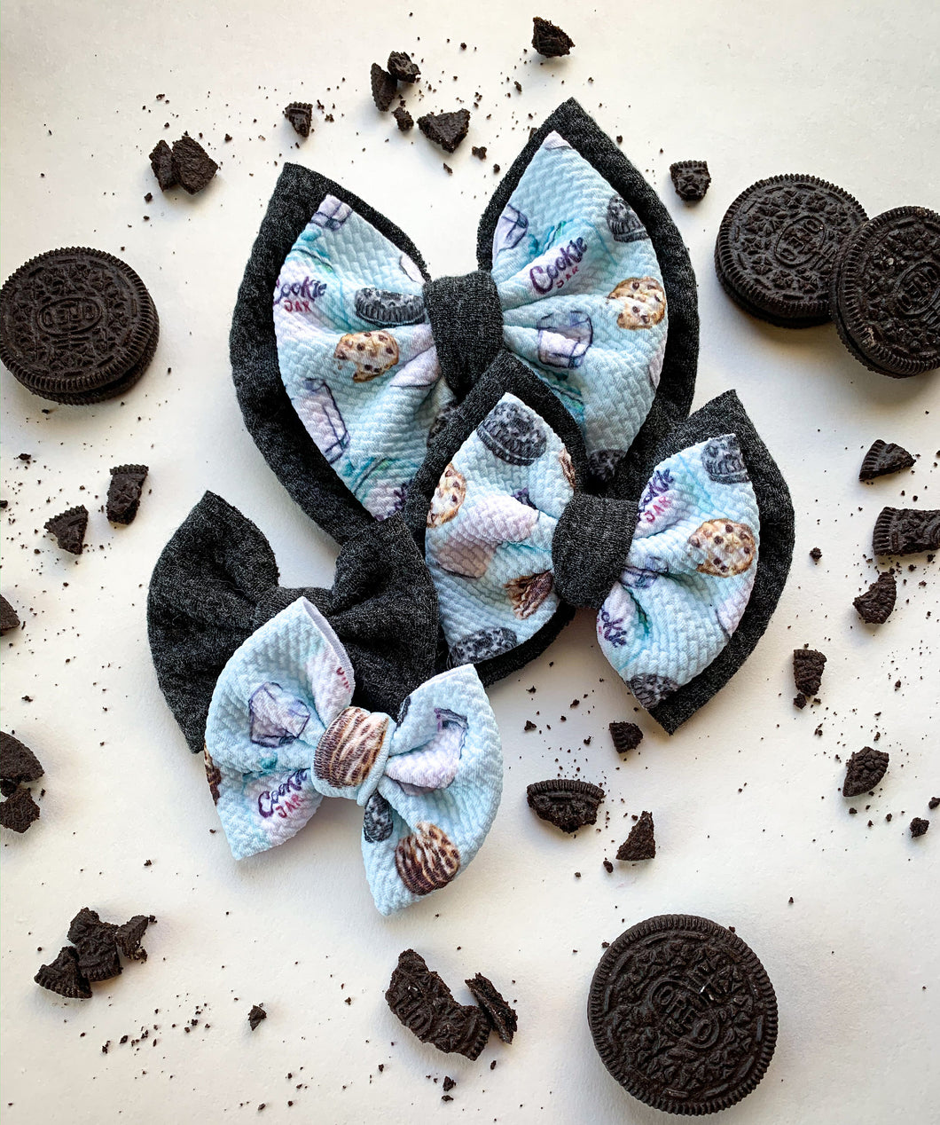 Milk & Cookies Double Stacked Bow and singles.