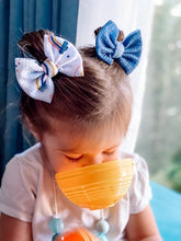 Cargar imagen en el visor de la galería, Denim Rainbows Double Stacked Bows &amp; singles
