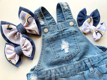 Cargar imagen en el visor de la galería, Denim Rainbows Double Stacked Bows &amp; singles
